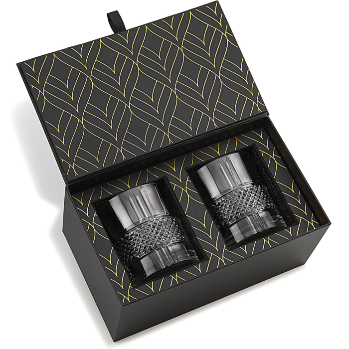 ROCKS™ Eco Crystal Reserve – Whiskeygläser aus emissionsfreiem Kristall in Goldfolien-Box