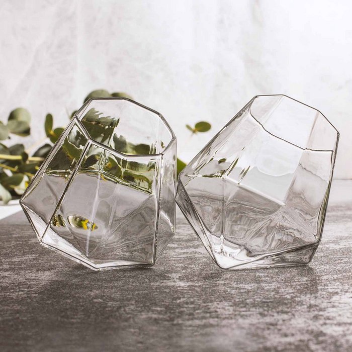 Diamant Whiskeygläser 2er-Set – 250 ml Borosilikat, rotierbares Tasting-Design