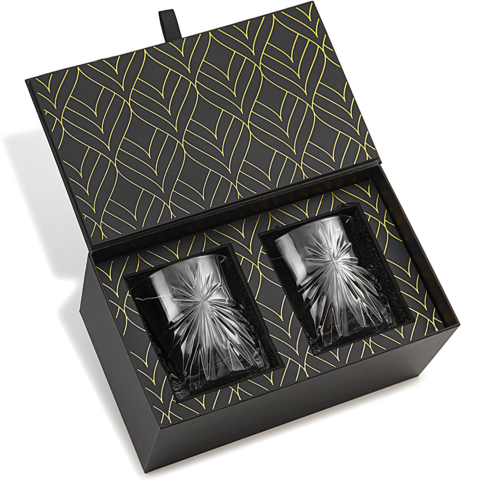 ROCKS™ Eco Crystal Reserve – Whiskeygläser aus emissionsfreiem Kristall in Goldfolien-Box
