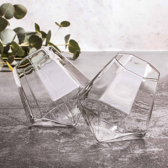 Diamant Whiskeygläser 2er-Set – 250 ml Borosilikat, rotierbares Tasting-Design