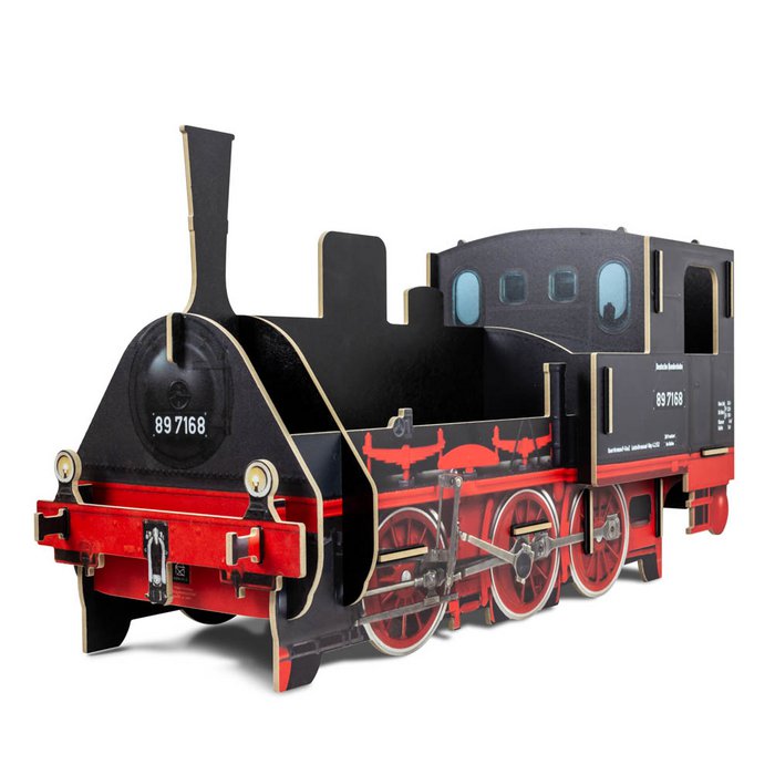 Werkhaus Lokomotive T3 – Zeitschriftenständer & Bücherbox aus Holz, 6 Fächer