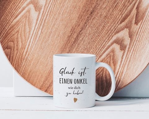 Spruchtasse „Glück ist …“ – Geschenk-Tasse in Varianten für Schwester, Bruder, Sohn, Tante (330 ml, beidseitig bedruckt)