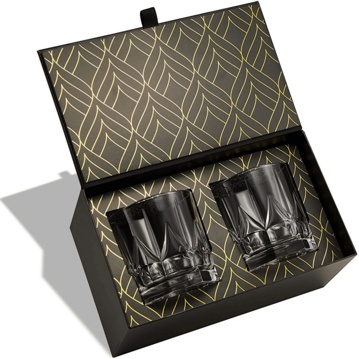 ROCKS™ Eco Crystal Reserve – Whiskeygläser aus emissionsfreiem Kristall in Goldfolien-Box