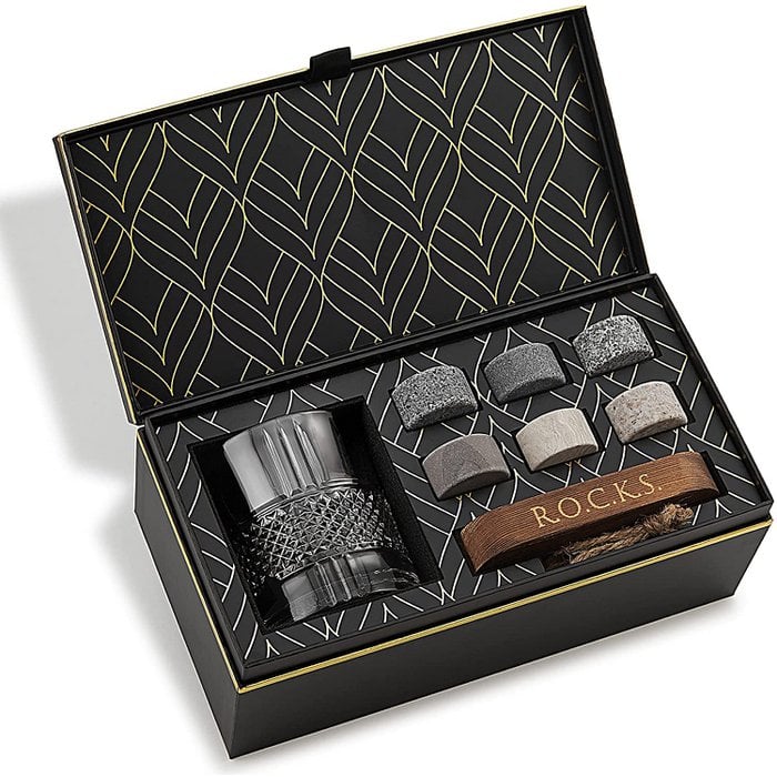 ROCKS™ Connoisseur’s Reserve – Kristallglas & 6 Granit Kühlsteine Geschenkset