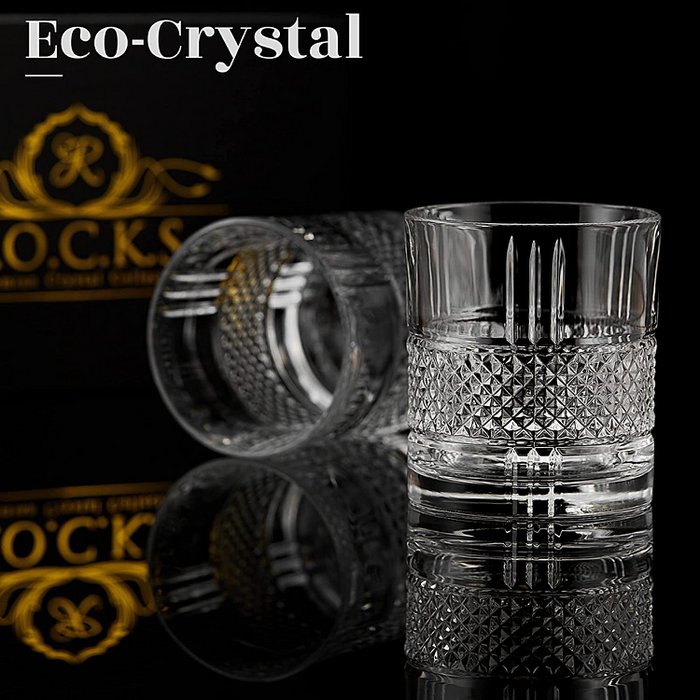 ROCKS™ Eco Crystal Reserve – Whiskeygläser aus emissionsfreiem Kristall in Goldfolien-Box