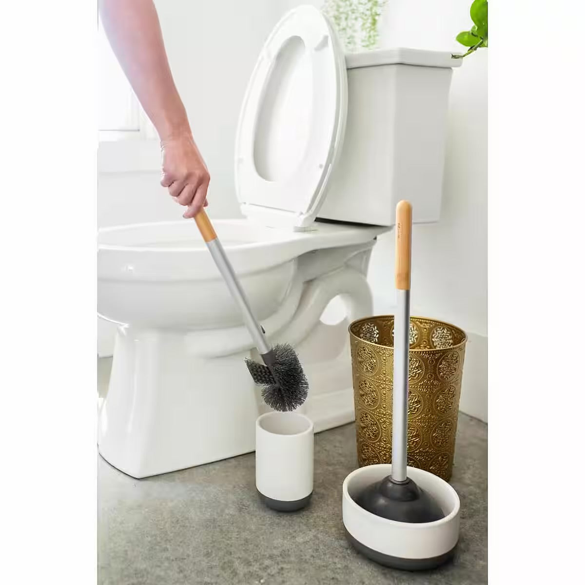 Scrub Queen WC-Garnitur – Toilettenbürste mit Halter in modernem Design
