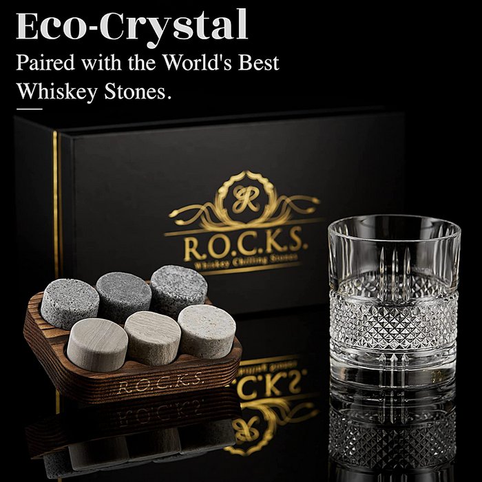 ROCKS™ Connoisseur’s Reserve – Kristallglas & 6 Granit Kühlsteine Geschenkset