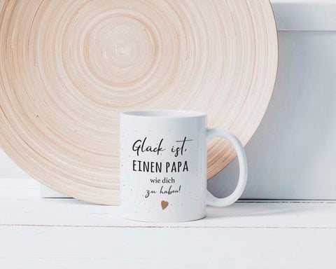 Spruchtasse „Glück ist …“ – Geschenk-Tasse in Varianten für Schwester, Bruder, Sohn, Tante (330 ml, beidseitig bedruckt)