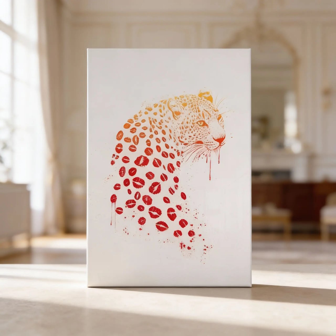 Hustling Sharks Tiger Leinwandbild mit Schattenfuge Silber 30x45cm