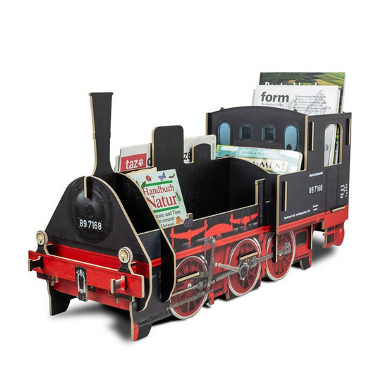 Werkhaus Lokomotive T3 – Zeitschriftenständer & Bücherbox aus Holz, 6 Fächer