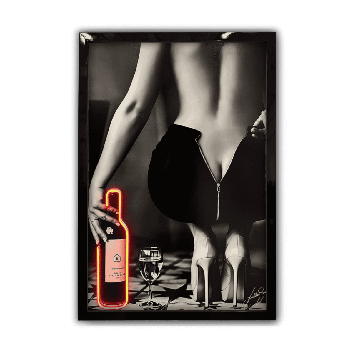 LEDMansion LED-Wandbild Verführung & Wein 40x60cm - Moderne Wandkunst