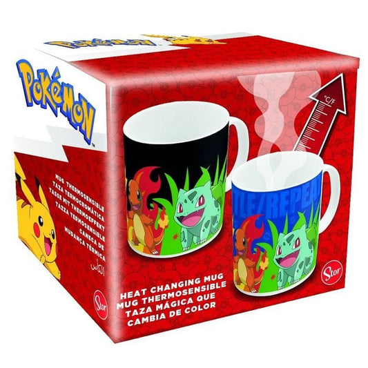 Pokémon Heat-Change Mug 320 ml – Magische Farbwechsel-Tasse mit Glumanda & Bisasam
