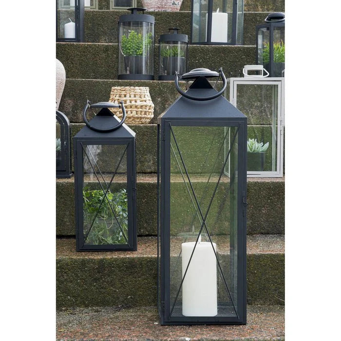House Nordic Casa Laterne 2er-Set Schwarz – Stahl & Glas Windlicht