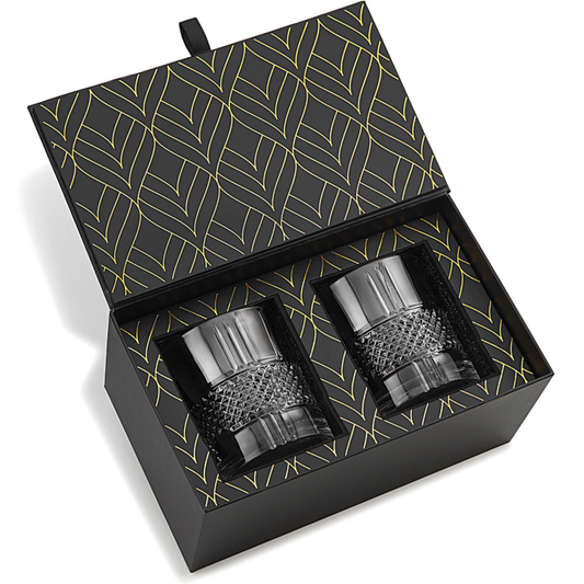ROCKS™ Eco Crystal Reserve – Whiskeygläser aus emissionsfreiem Kristall in Goldfolien-Box