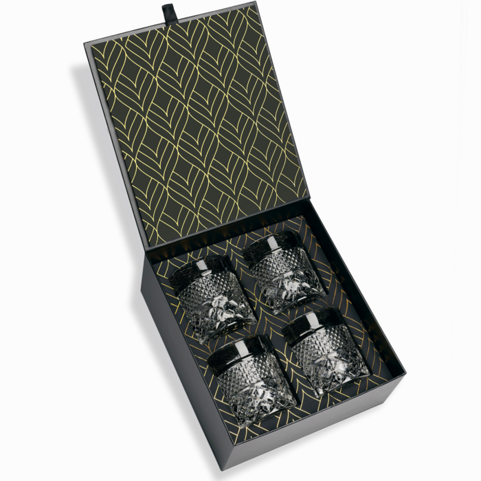 ROCKS™ Eco Crystal Reserve – Whiskeygläser aus emissionsfreiem Kristall in Goldfolien-Box