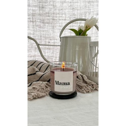 Duftkerze „Mama Pause“ – Zirbe, Rapswachs, Glas mit Holzdeckel