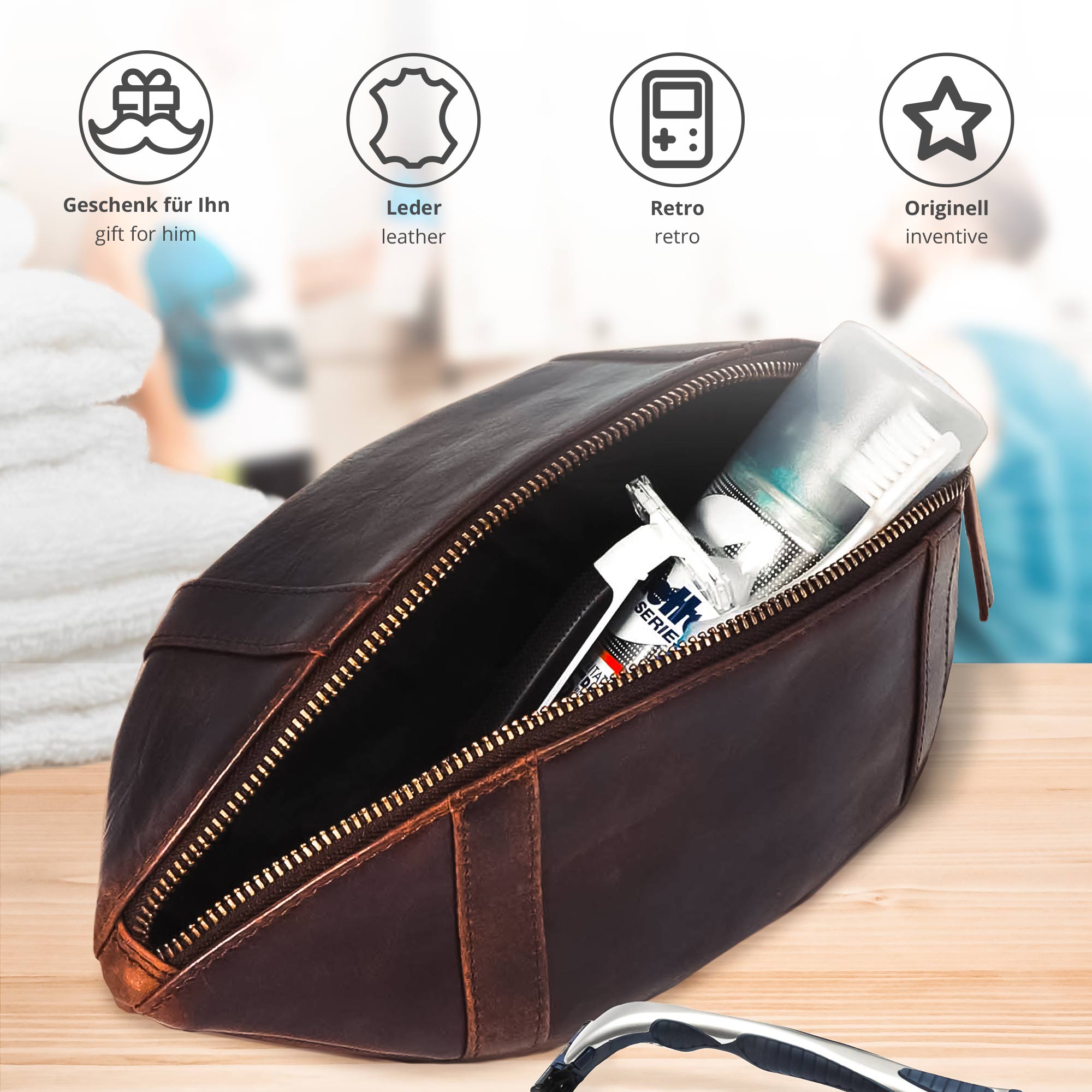 American Football Kulturbeutel – Design-Kulturtasche in Football-Optik