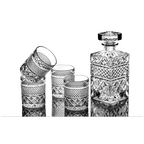 ROCKS™ Whiskey Decanter Geschenkset – 650 ml Karaffe, 2 Kristallgläser & 6 Granit Kühlsteine