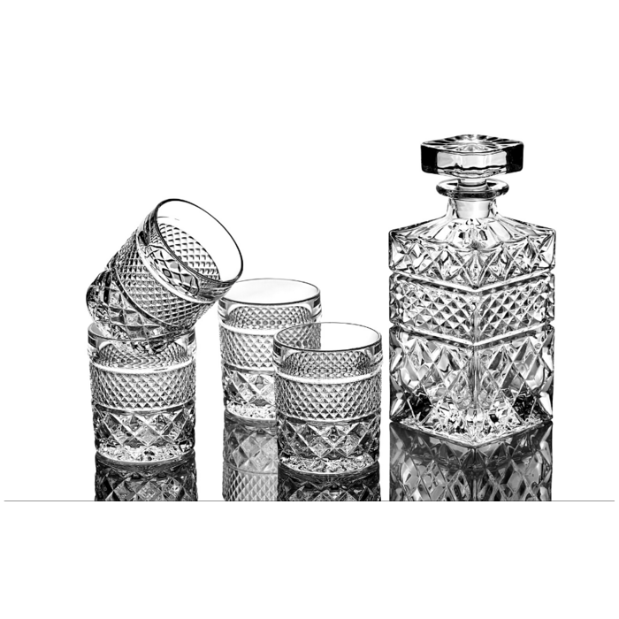 ROCKS™ Whiskey Decanter Geschenkset – 650 ml Karaffe, 2 Kristallgläser & 6 Granit Kühlsteine