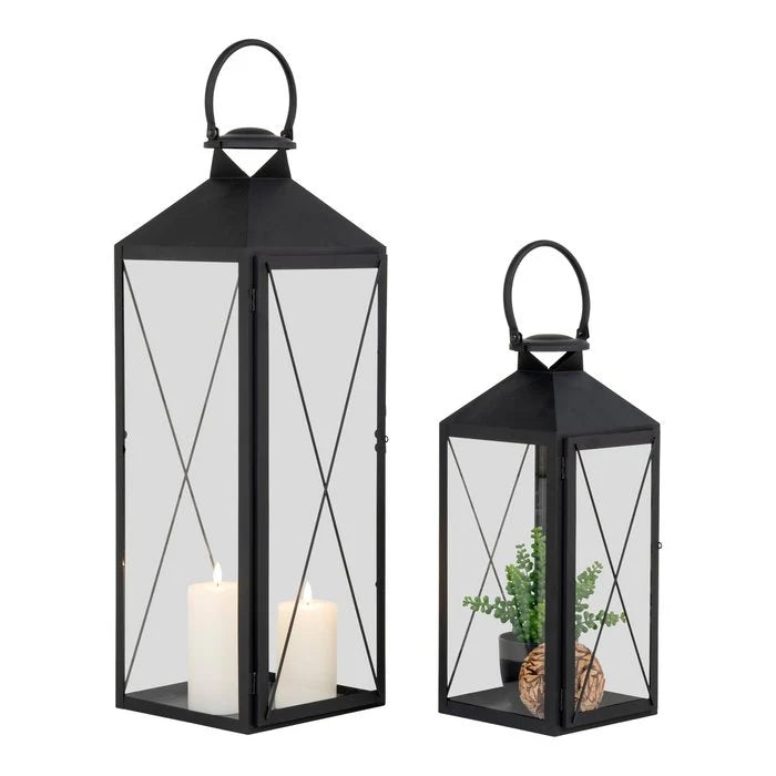 House Nordic Casa Laterne 2er-Set Schwarz – Stahl & Glas Windlicht