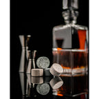 Whiskey Kühlsteine aus Naturgranit – Rundes 6er‑Set in Premium‑Geschenkbox