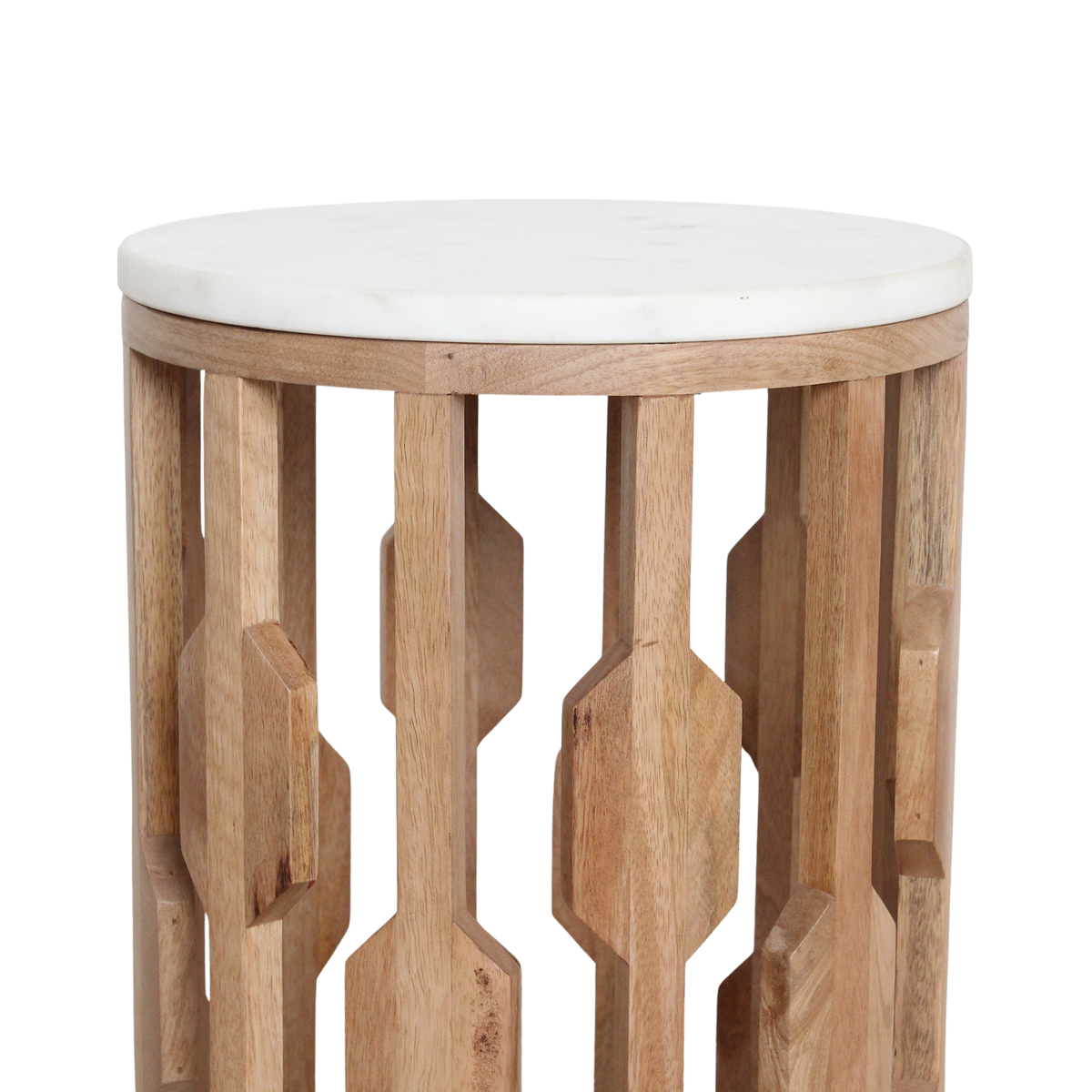 Raw Materials Aceh Beistelltisch Marmor weiß & Mangoholz 40x40x50 cm