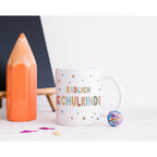 Keramiktasse „Endlich Schulkind!“ – Geschenk zur Einschulung, Schultüten-Füllung & Schulanfang (330 ml, beidseitig bedruckt)