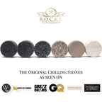 ROCKS Connoisseur’s Whiskey Geschenkset – Twist Kristallgläser & 6 Granit Kühlsteine in Goldfolien-Box