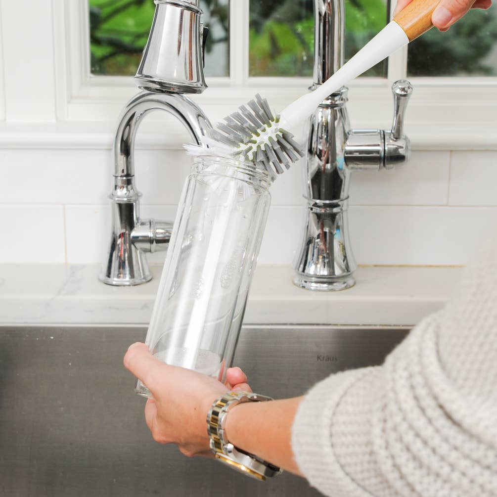 Clean Reach Bottle Brush mit austauschbarem Kopf und Bambusgriff, spülmaschinengeeignet, umweltfreundlich