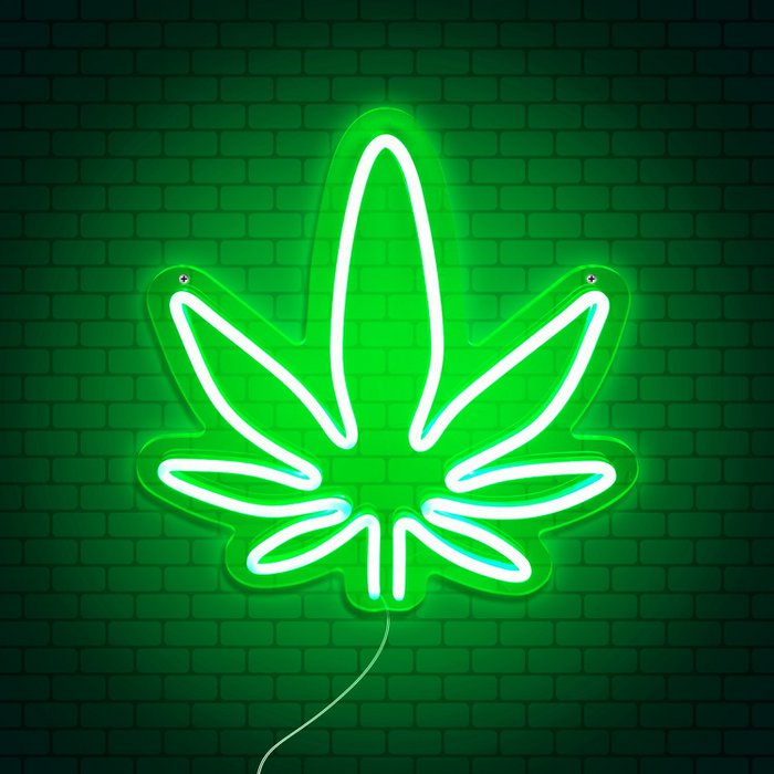 Weed Neon Lamp – LED Cannabisblatt USB-Leuchte, 32 cm