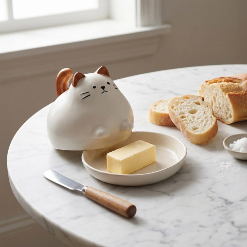 Cat Butter Dish Kikkerland Bild 1