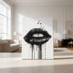 Hustling Sharks Kiss Me Leinwandbild mit Schattenfuge Schwarz Kunst
