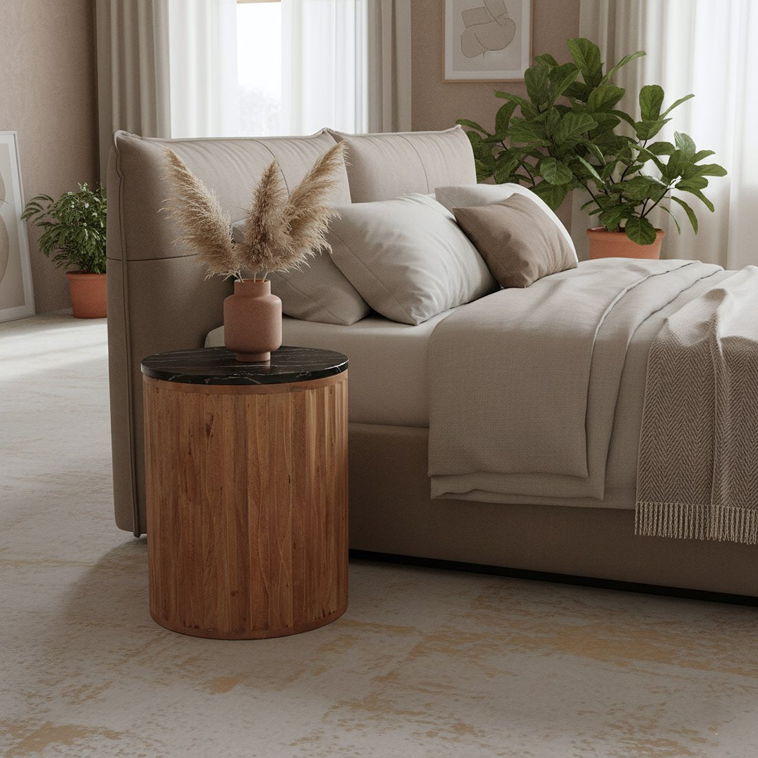 Raw Materials Langkawi Beistelltisch Marmor Schwarz 40x40x50 cm