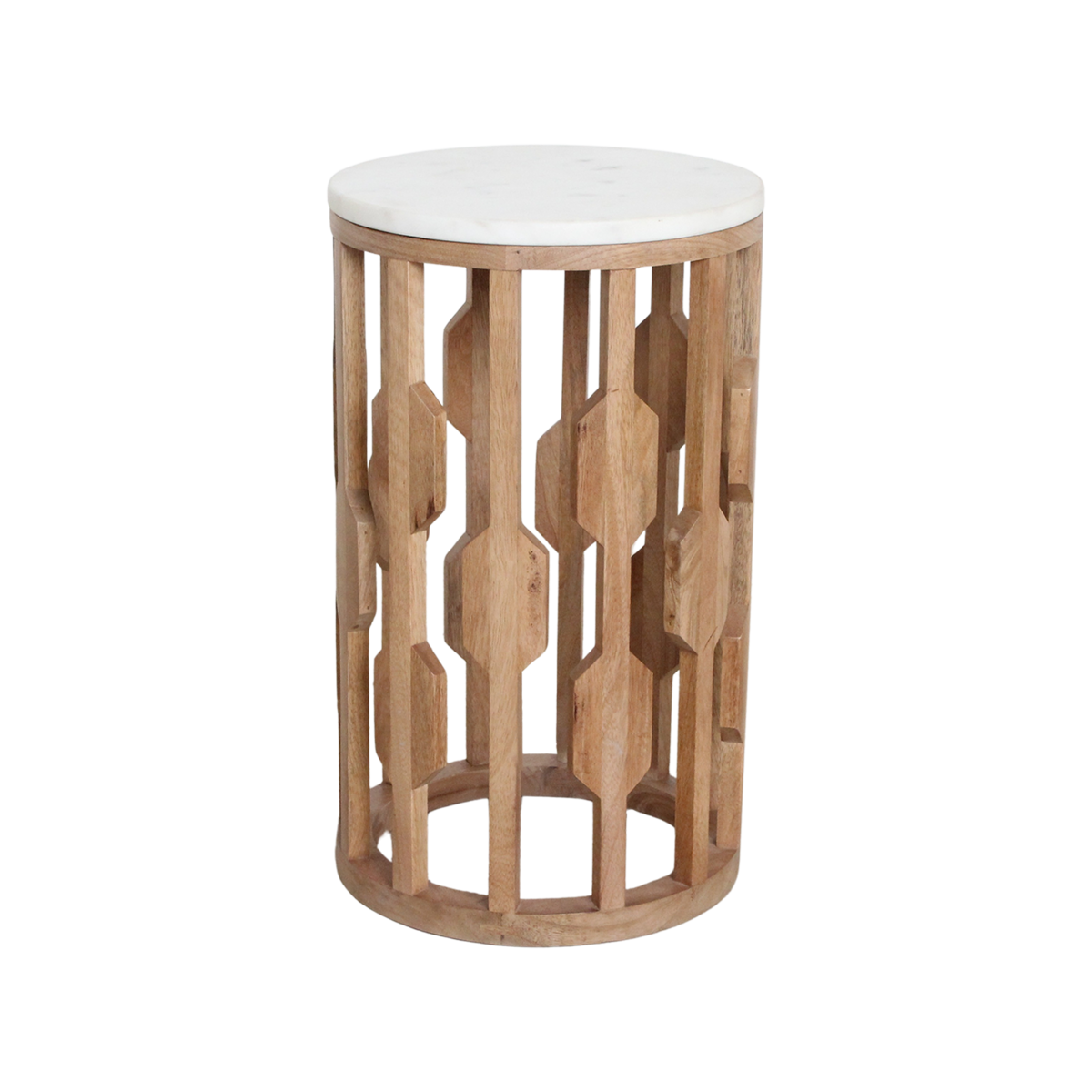 Raw Materials Aceh Beistelltisch Marmor weiß & Mangoholz 40x40x50 cm