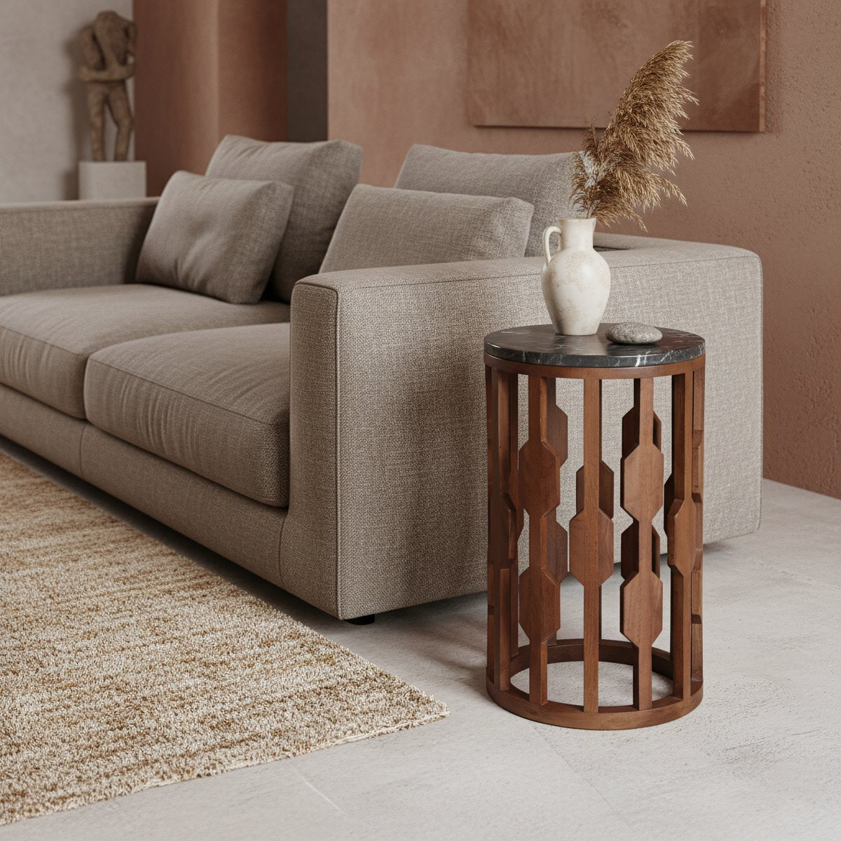 Raw Materials Lampung Beistelltisch Marmor Schwarz 40x40cm Design