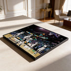 Hustling Sharks DUNK IT! Leinwandbild Schattenfuge Schwarz Basketball