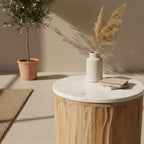 Raw Materials Malacca Beistelltisch Marmor Weiß & Mangoholz 40x50cm