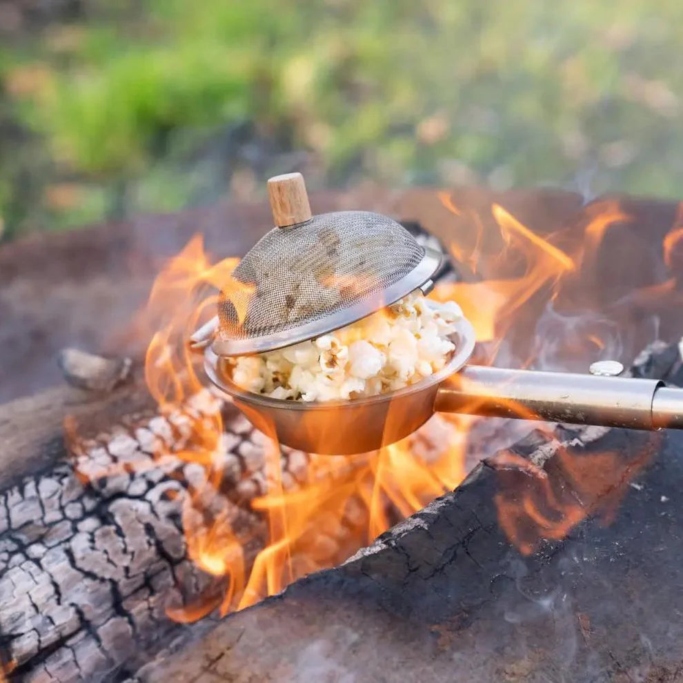 Huckleberry Popcorn Maker – Popcorn am Lagerfeuer | Edelstahl  | Kikkerland
