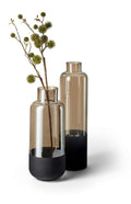 Elegante Glasvase mit Nickelrahmen in Schwarz