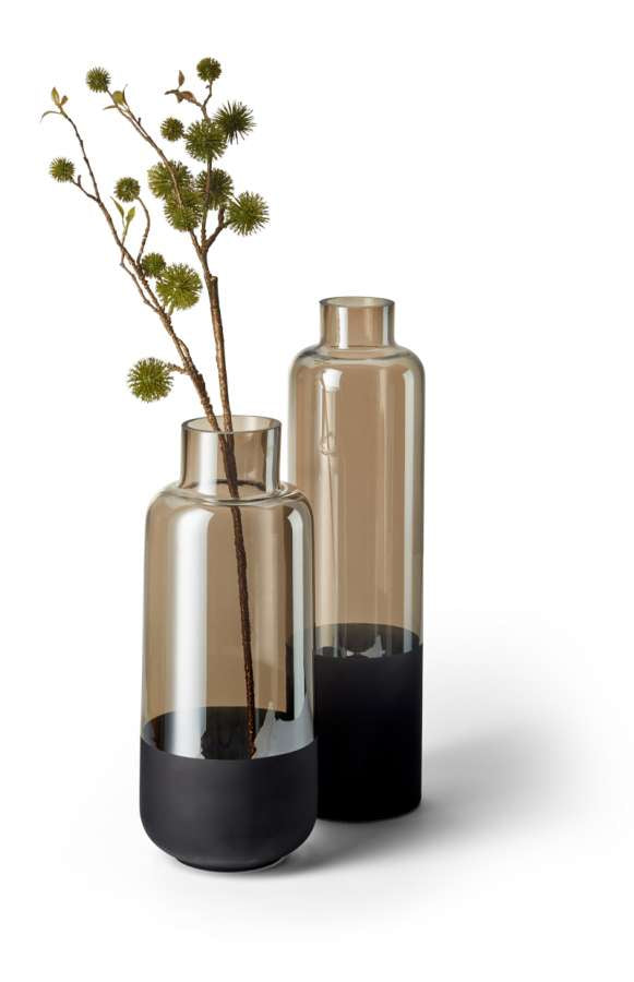 Elegante Glasvase mit Nickelrahmen in Schwarz