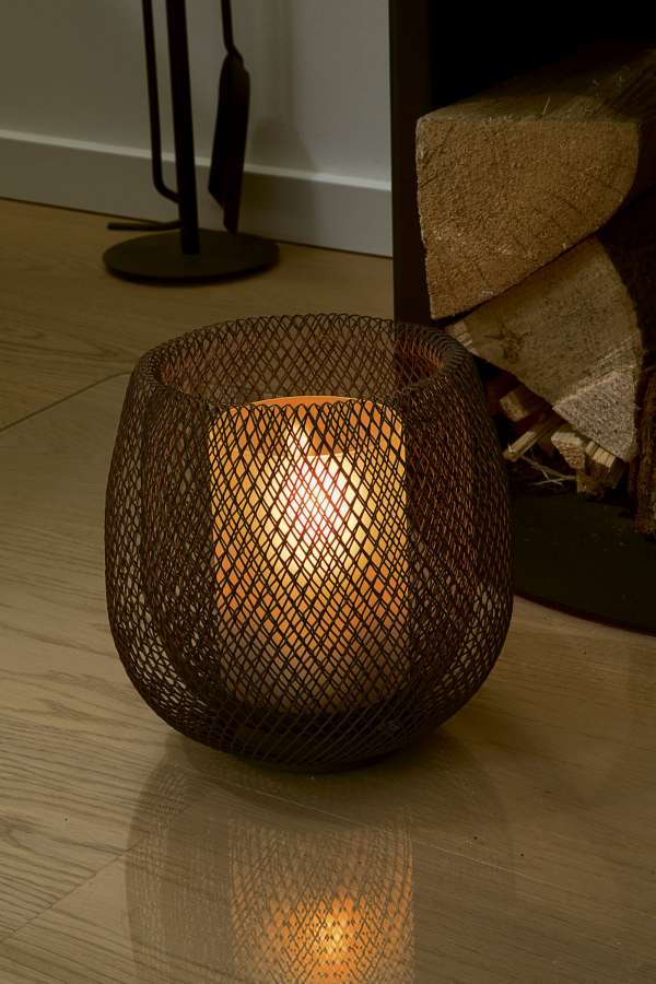 MESH Designer-Windlicht | Indoor & Outdoor | Stahl & Milchglas