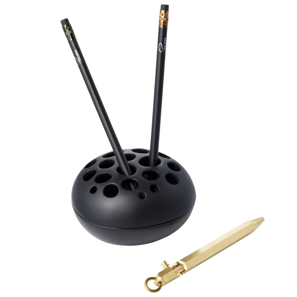 LAVA Stiftständer aus Aluminium – Moderner Schreibtisch Organizer im Lavagestein-Design, Schwarz