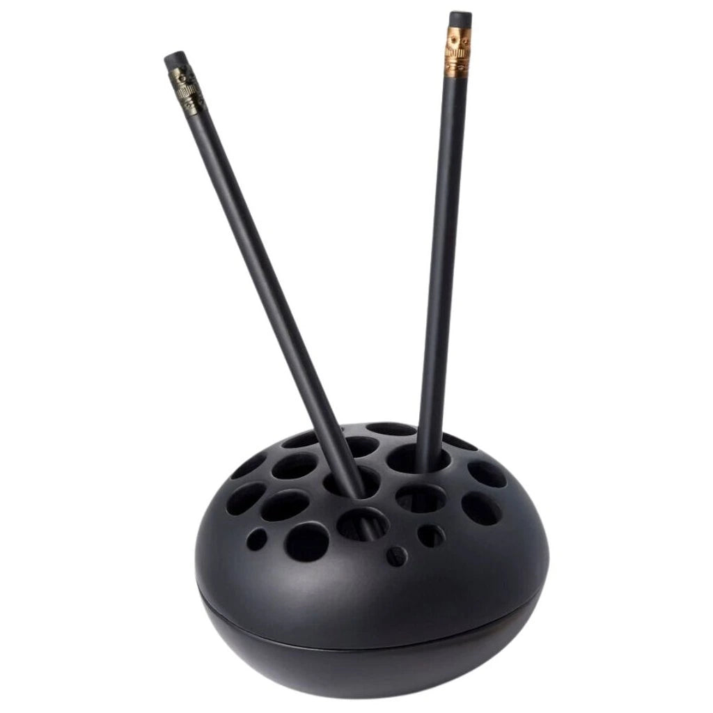 LAVA Stiftständer aus Aluminium – Moderner Schreibtisch Organizer im Lavagestein-Design, Schwarz