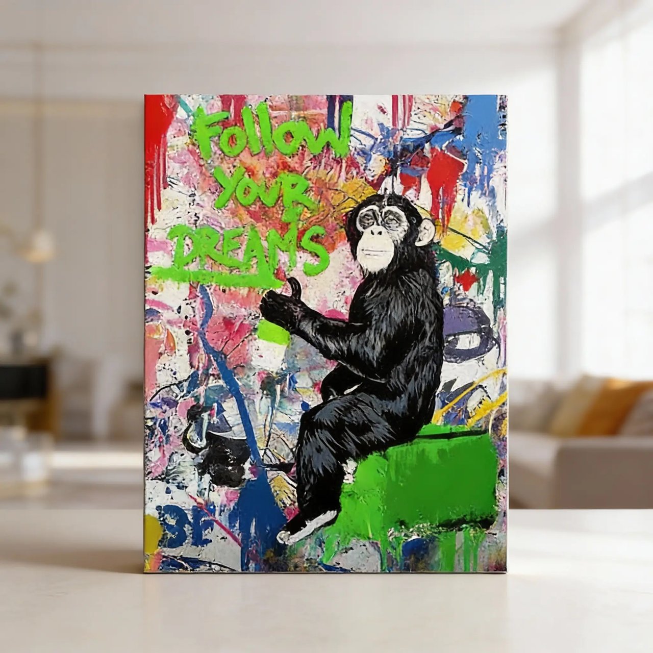 Hustling Sharks FOLLOW YOUR DREAMS Leinwandbild Schattenfuge Silber