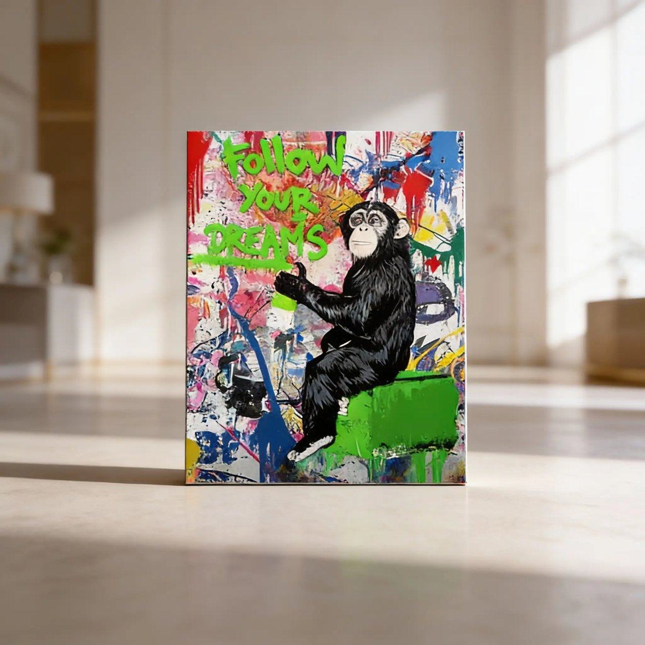 Hustling Sharks FOLLOW YOUR DREAMS Leinwandbild Schattenfuge Silber