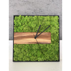 Glückweiser Wanduhr Olivenholz Islandmoos - 30cm Lautloses Design