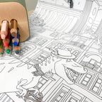 ARCHITECT MUM Malrolle Urban Jungle 3m XXL Ausmalrolle für Kinder