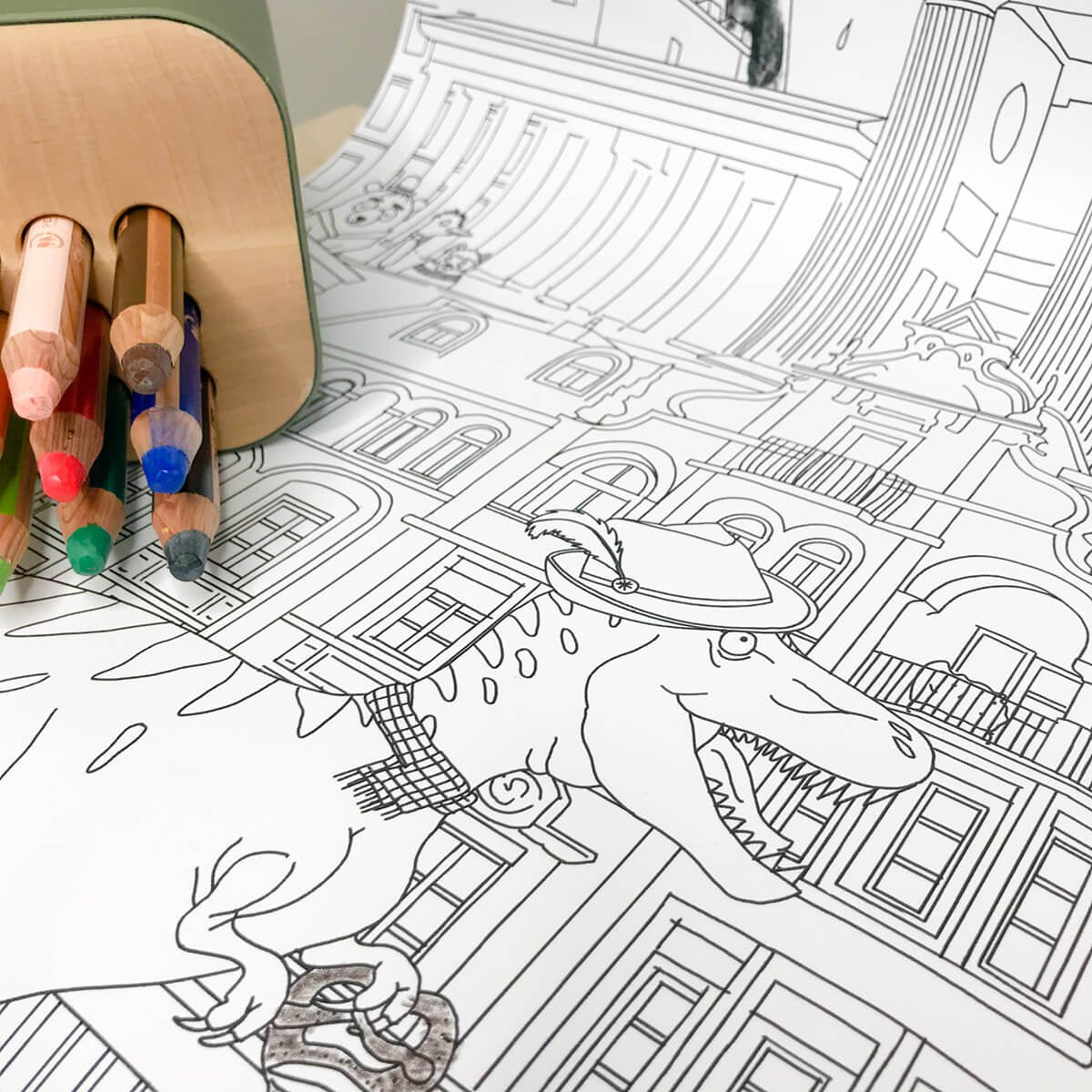 ARCHITECT MUM Malrolle Urban Jungle 3m XXL Ausmalrolle für Kinder