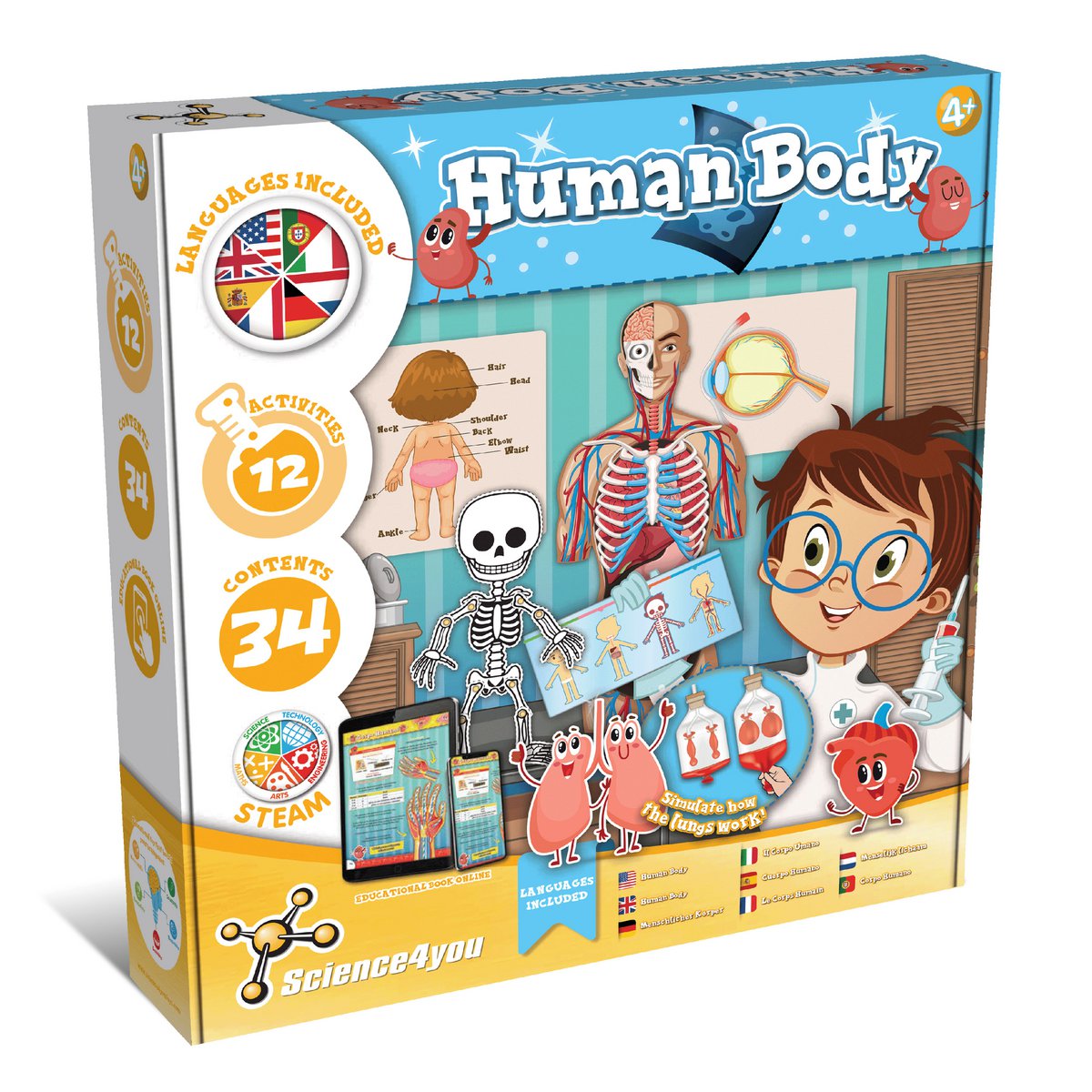 Science4you Human Body Lernspielzeug – Anatomie Experimentierkasten 4+