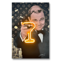 LEDMansion Leonardo DiCaprio Champagner LED Wandbild Pop-Art 40x60cm